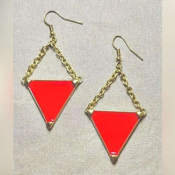 Red and gold necklace + earrings set - Picture 2 of 2